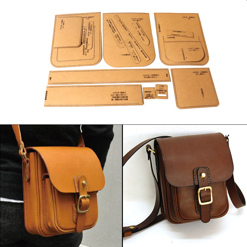 Leatherwork Templates - DIYレザークラフトショルダーバッグメッセンジャーバッグ型抜きクラフト紙縫製パターンステンシル革裁断テンプレート