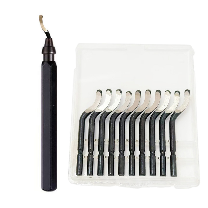 Swivel Knife Tool - PVCパイプ、銅、プラスチック、アルミニウム用バリ取りツールセット、11個の高速鋼製スイベルブレード付き、金属・樹脂用バリ除去ツール