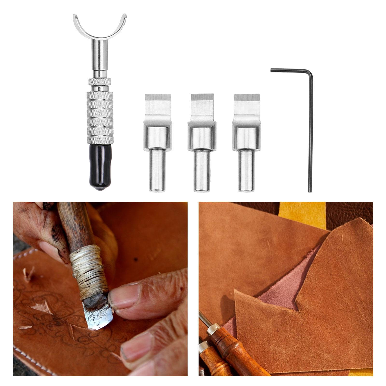Swivel Knife Tool - DIYレザークラフト彫刻用回転ツールキット、革細工用ステンレス刃、テンプレート、手作り工芸用品