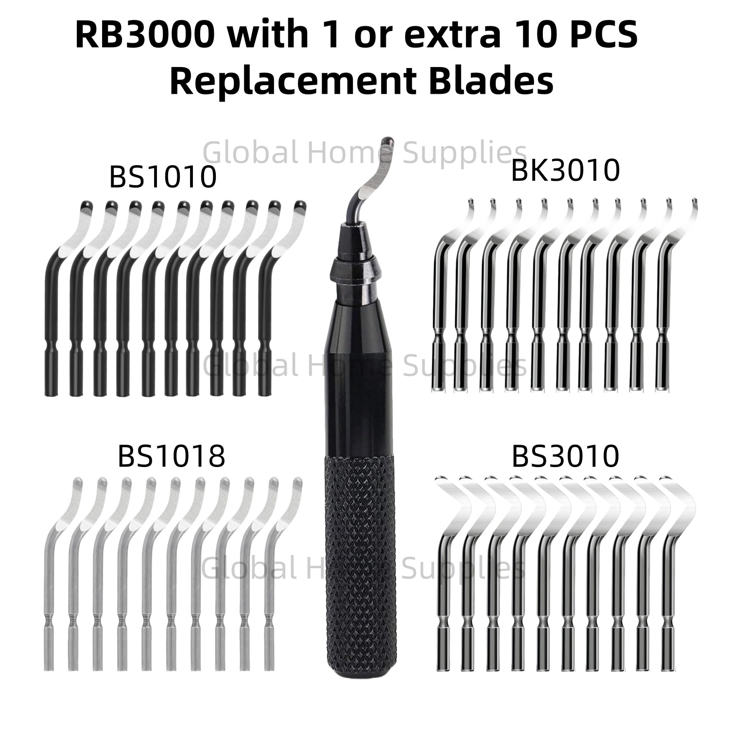 Swivel Knife Tool - RB3000バリ取り工具、1枚または11枚の高速度鋼スイベルブレードBS1010 BS1018 BK3010 BS3010 360度回転ヘッド付きバリ取り