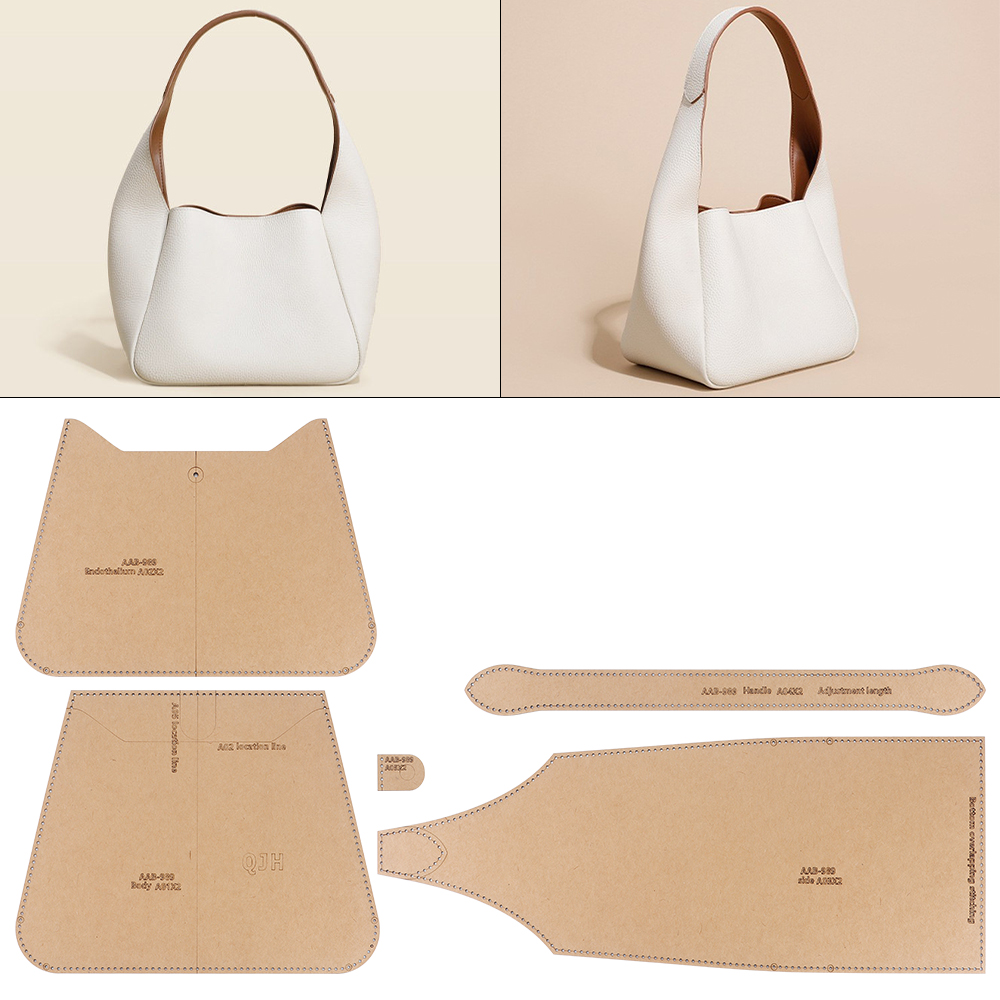 Leatherwork Templates - 1セットDIY縫製用紙型、手動裁断キルティング用クラフト紙テンプレート、革製バスケットバッグ/水桶バッグ/ショルダーバッグ用