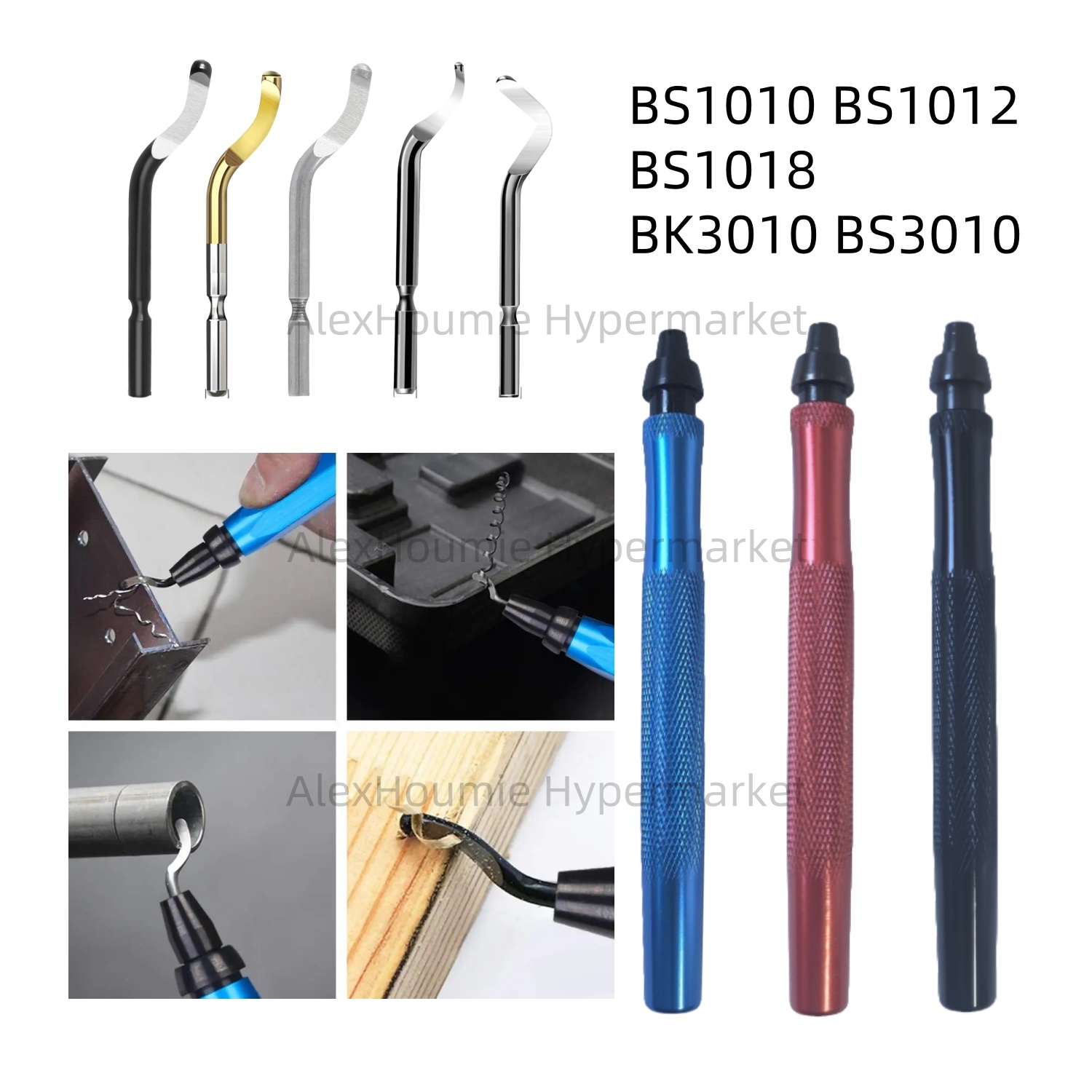 Swivel Knife Tool - BS1010ブレード付きメタルハンドルバリ取りツールキット、バリ取りツールエッジバリ除去、360度回転式高級スイベルブレード