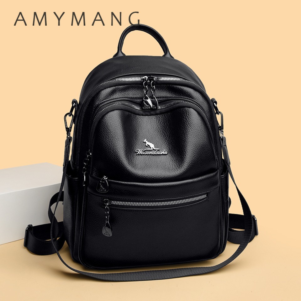 Leather Work Womens Backpack - 小石模様のレザーテクスチャーバックパック 2WAY 変換可能なショルダーバッグ 大容量 通勤用デイパック 女性用