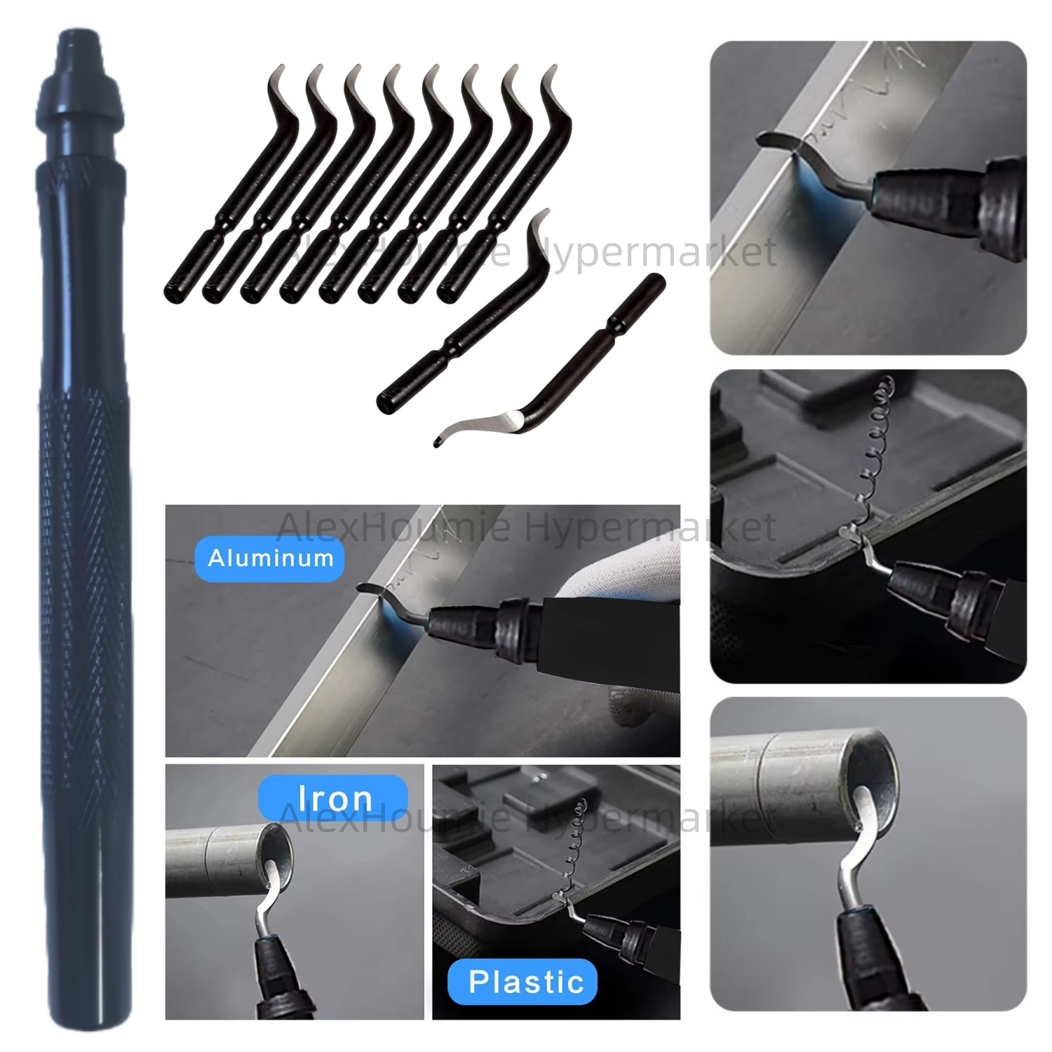 Swivel Knife Tool - RB1288バリ取りツールキット、BS1010ブレード付き、エッジバリ除去、360度回転式高級スイベルブレード、内ネジ洗浄ツール