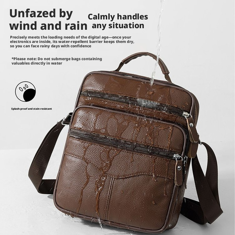 ブラウンの本革牛革製メンズクロスボディバッグ、ビジネスショル - Leather Work Bag Mens のレビューと価格