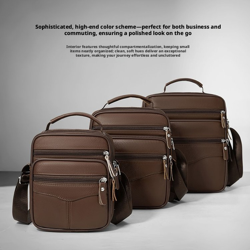 ブラウンの本革牛革製メンズクロスボディバッグ、ビジネスショル - Leather Work Bag Mens のレビューと価格