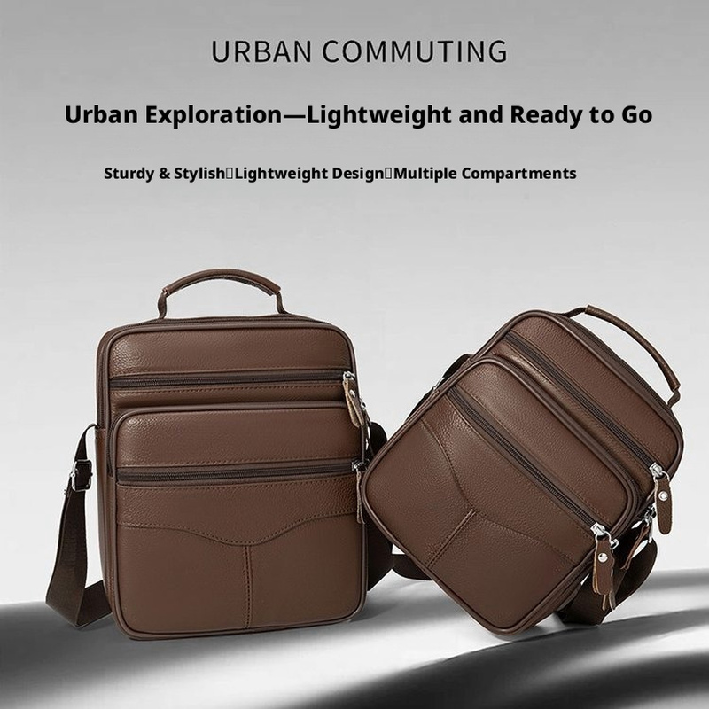 ブラウンの本革牛革製メンズクロスボディバッグ、ビジネスショル - Leather Work Bag Mens のレビューと価格