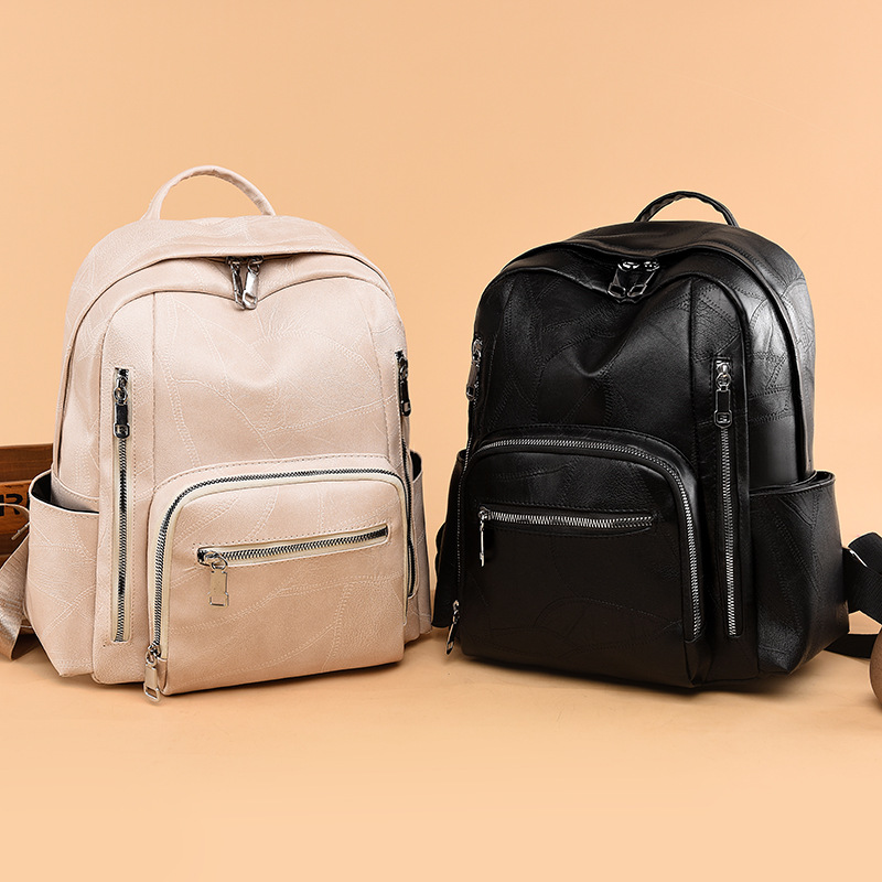 女性用ファッションPUレザーバックパック、多ポケットデザイン - Leather Work Womens Backpack のレビューと価格