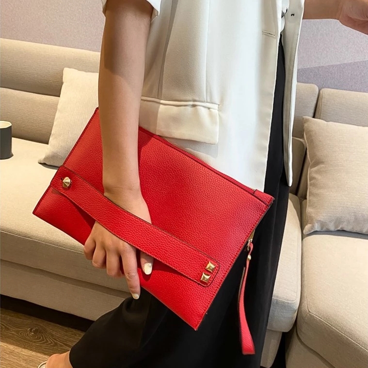 ファッション高級ハンドバッグ女性バッグ PU レザーデザイナ - Leatherwork Rivets のレビューと価格