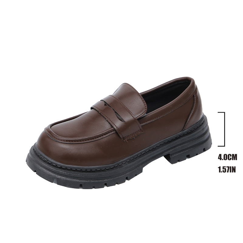 レディース ブラウン レザー ローファー チャンキーソール  - Leather Work Flats Women のレビューと価格