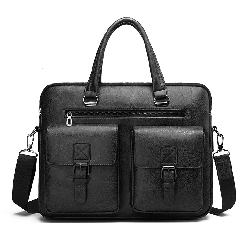 男性用PUレザービジネスブリーフケース,ショルダーバッグ,ラ - Leather Work Bag Mens のレビューと価格
