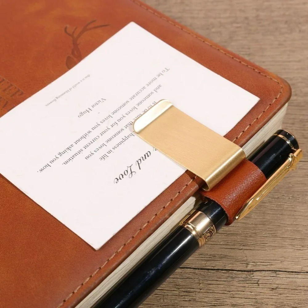 手作り革製真鍮ステンレス鋼ペンホルダークリップジャーナルノー - Leather Work Folder のレビューと価格