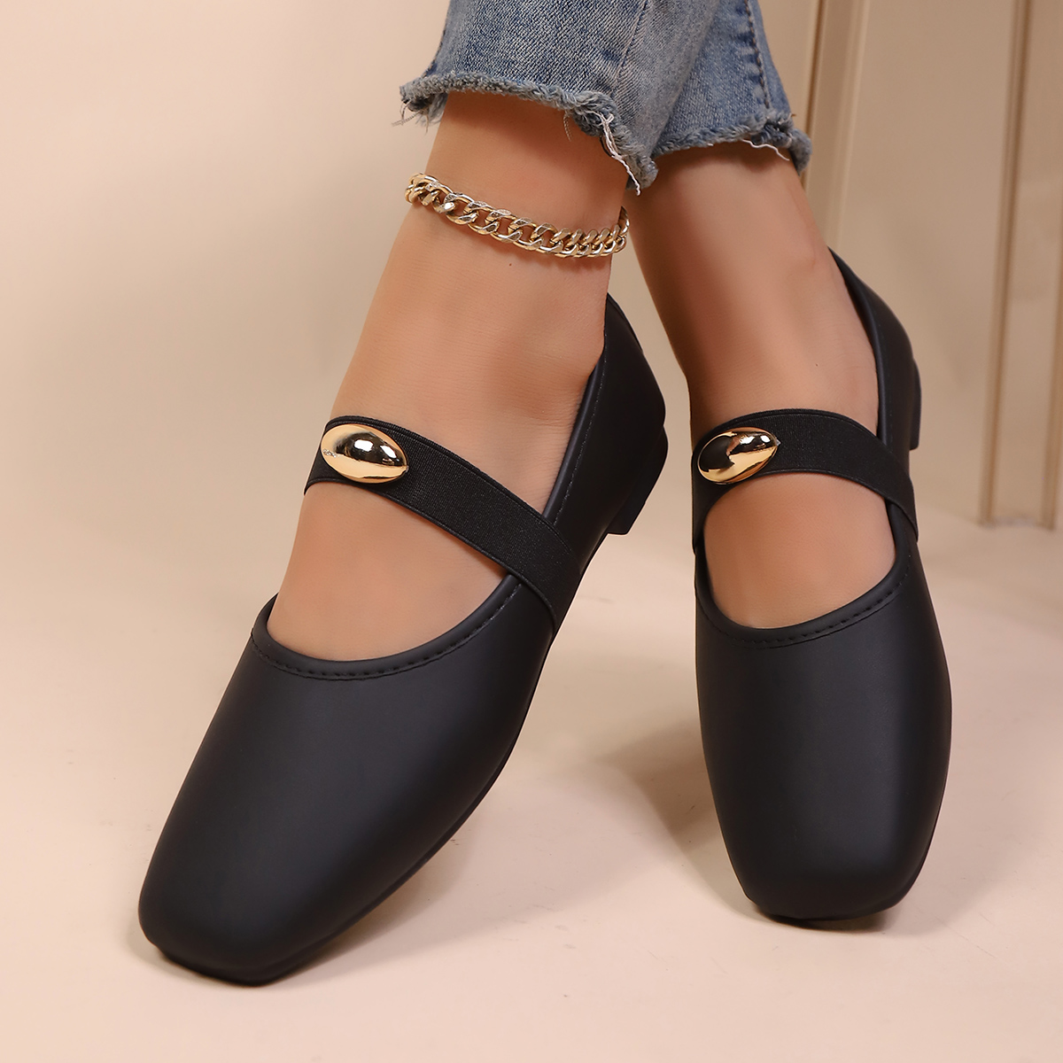 ミニマリストソリッドカラーメリージェーンフラットシューズレデ - Leather Work Flats Women のレビューと価格