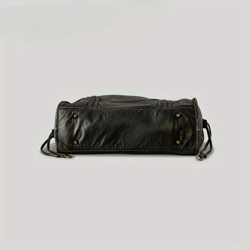 レディースファッションヴィンテージウォッシュドソフトレザート - Leatherwork Rivets のレビューと価格