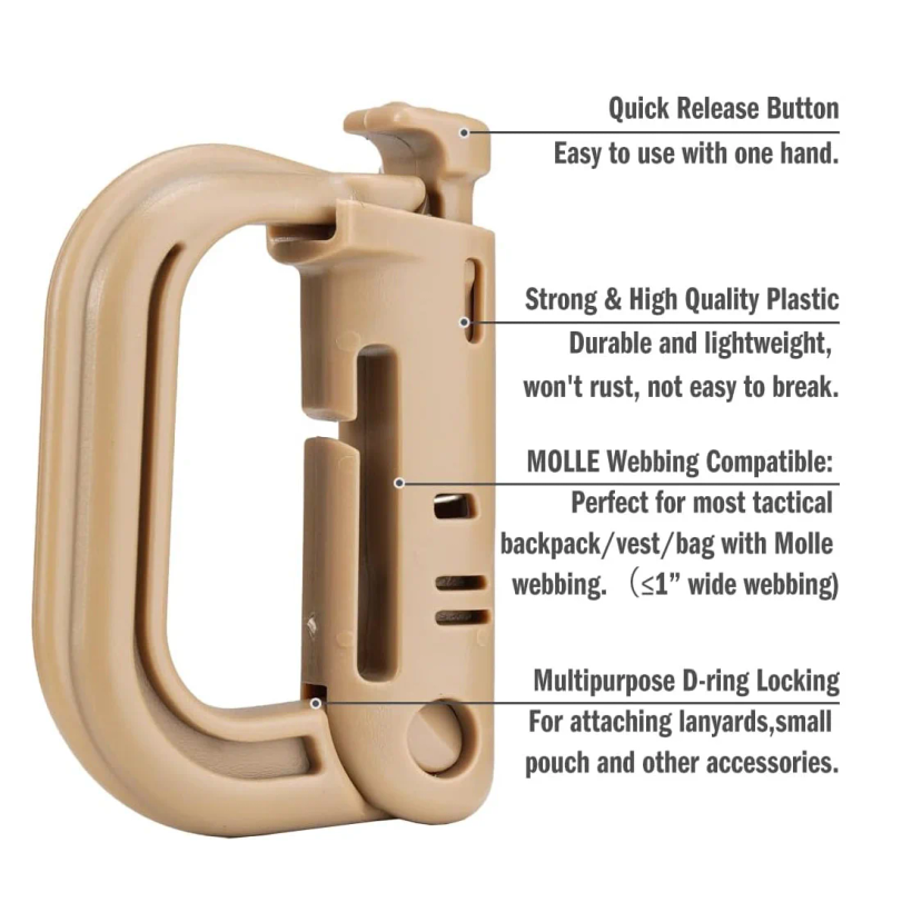 5 個のプラスチック D リング戦術カラビナグリムロックロッ - Belt Buckle Blank のレビューと価格