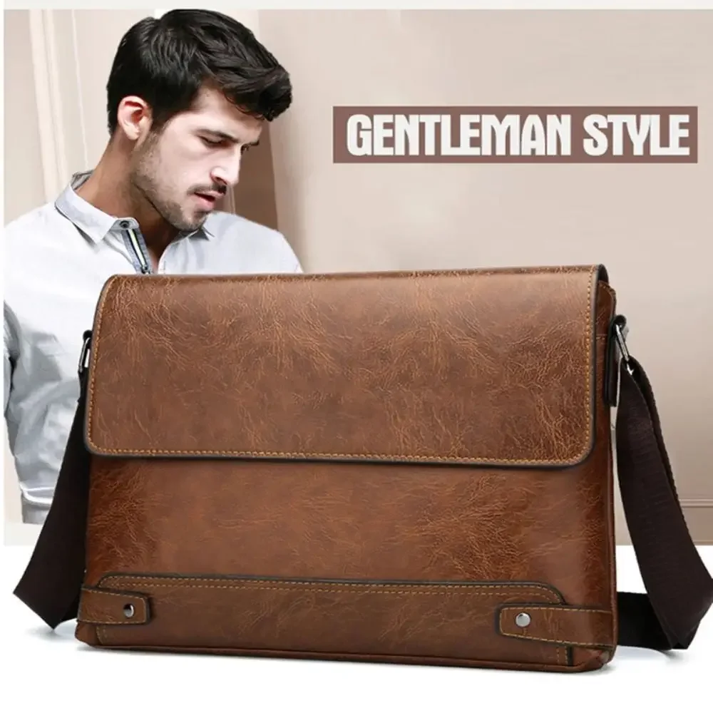 男性用PUレザーブリーフケース,ショルダーバッグ,クロスオー - Leather Work Bag Mens のレビューと価格