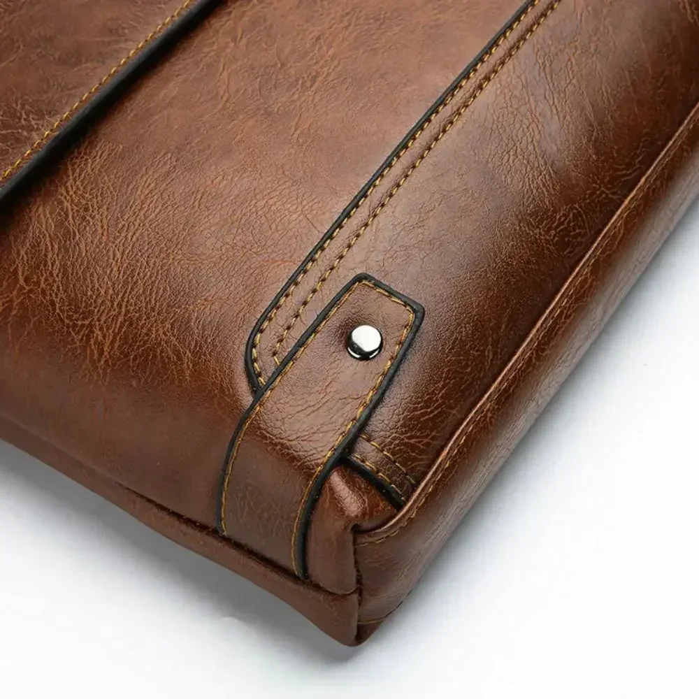 男性用PUレザーブリーフケース,ショルダーバッグ,クロスオー - Leather Work Bag Mens のレビューと価格