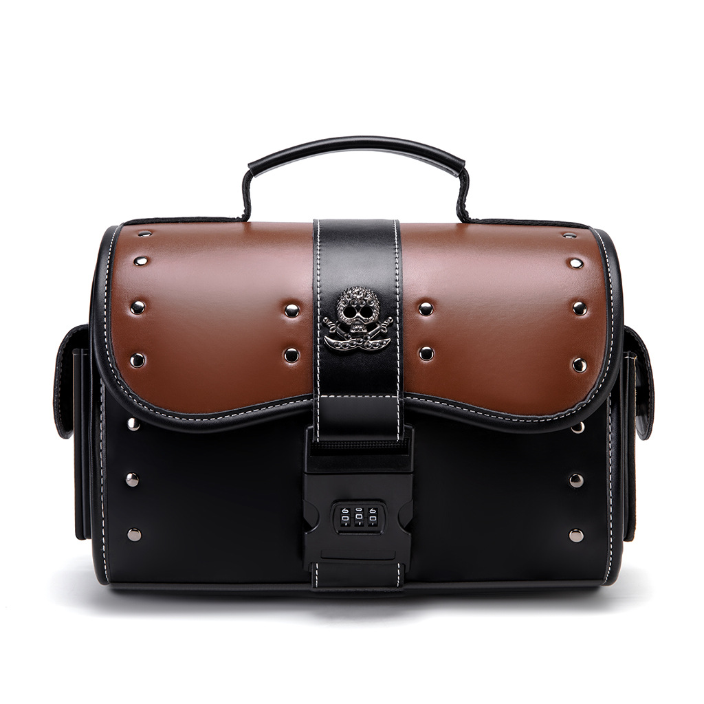 ヴィンテージスカルオートバイサイドバッグリベットエッジデザイ - Leatherwork Rivets のレビューと価格