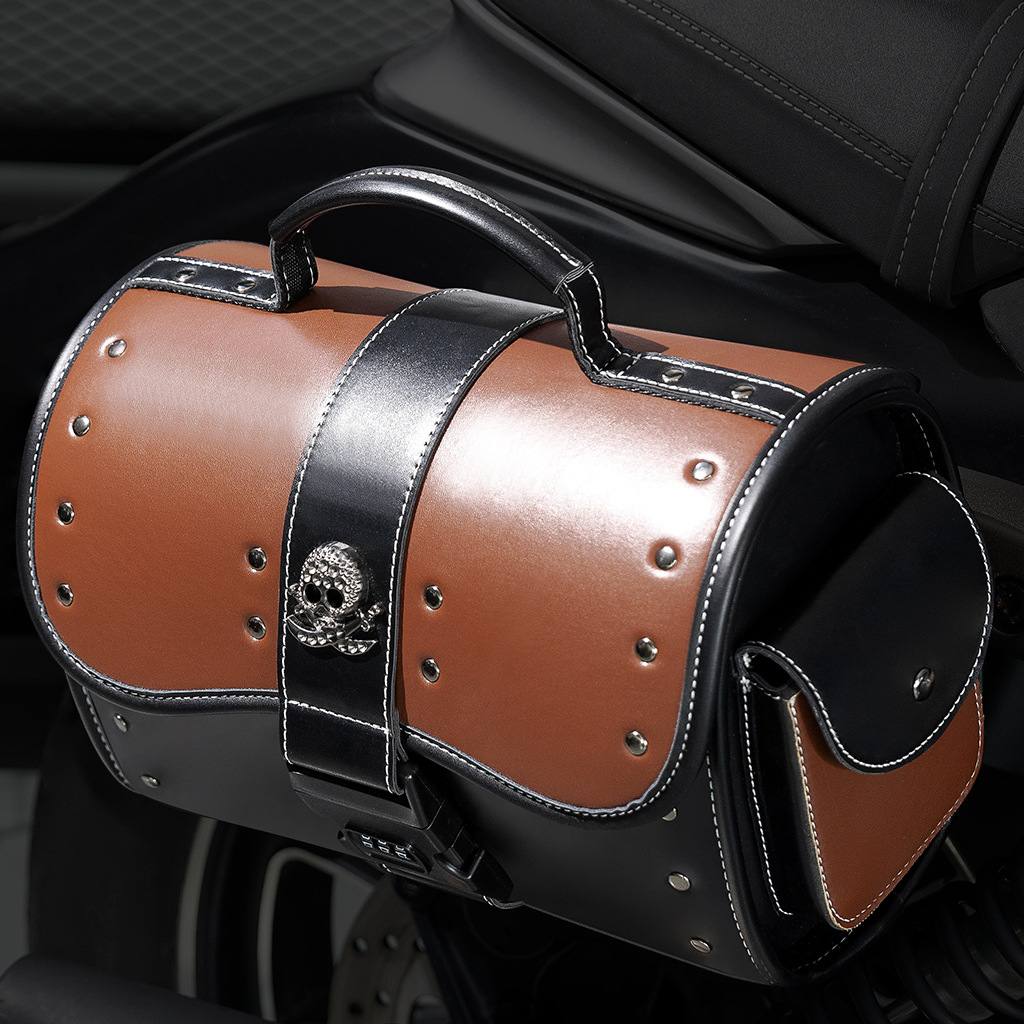 ヴィンテージスカルオートバイサイドバッグリベットエッジデザイ - Leatherwork Rivets のレビューと価格