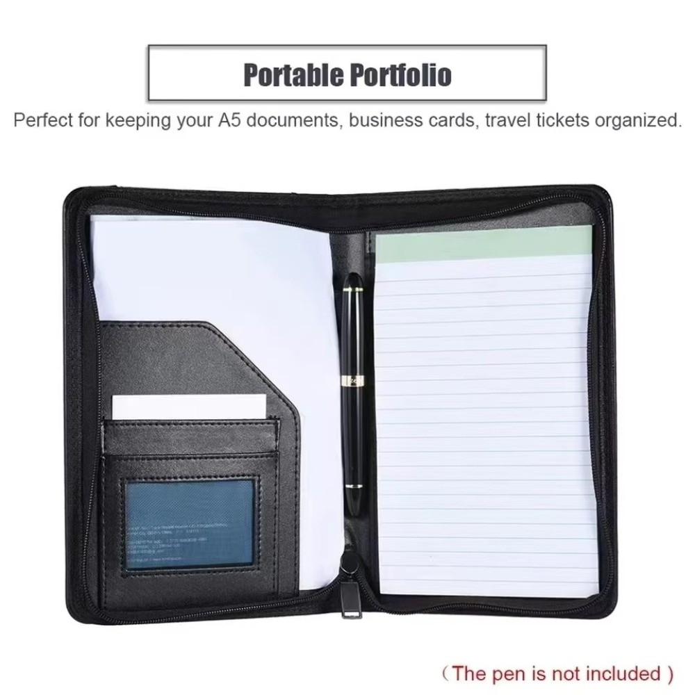 ポータブル A5 ビジネスポートフォリオ PU レザー多機能 - Leather Work Folder のレビューと価格