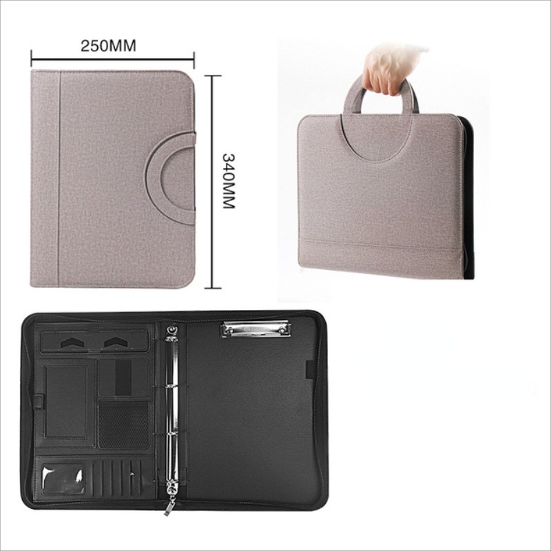 1Pc A4 PU レザージッパーファイルフォルダーバッグド - Leather Work Folder のレビューと価格