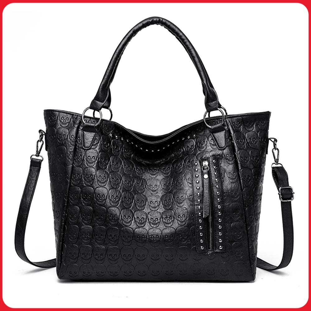 パンクスカルクロスボディバッグ PU レザースタッズファッシ - Leatherwork Rivets のレビューと価格